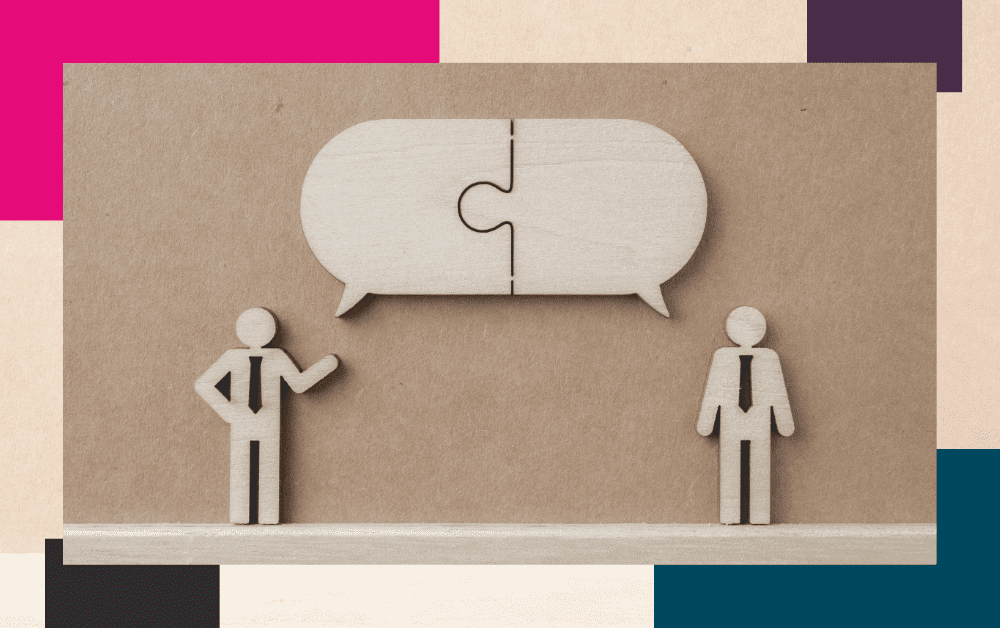 two models chatting to indicate tone of voice