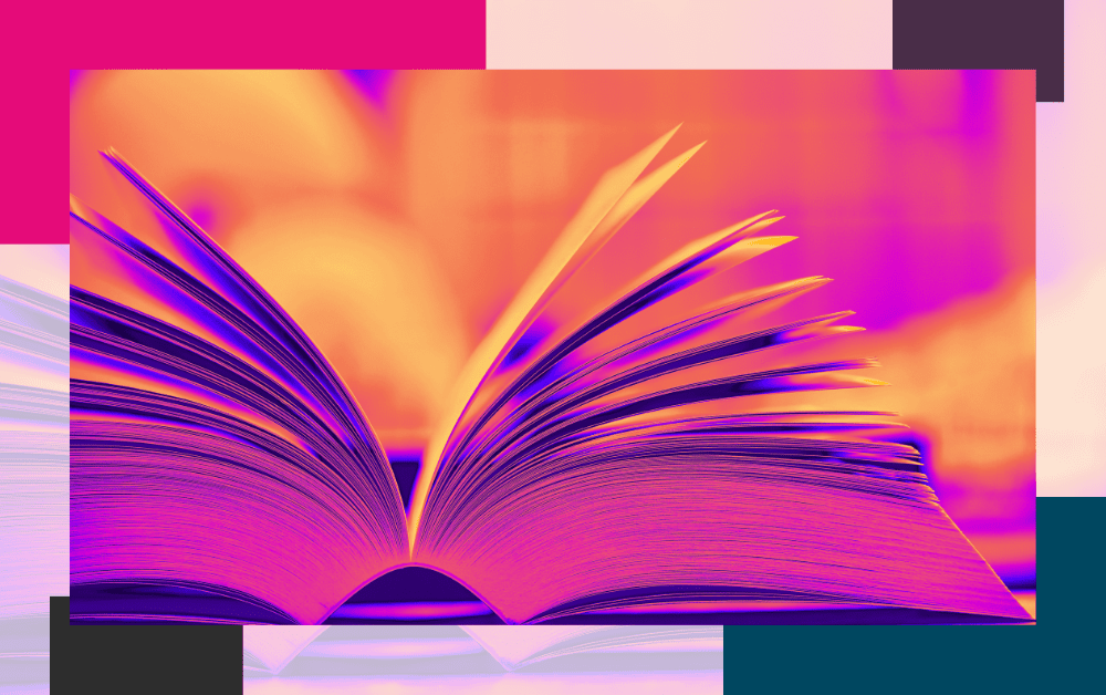 Open book with stylised neon colours, symbolising transparency and insight in legal directories strategy for Legal 500.