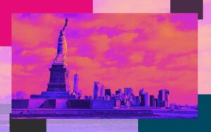 Pink, purple and orange photo of the New York skyline for legal directory consultancy ELE's overview on Chambers Spotlight New York Guide updates.